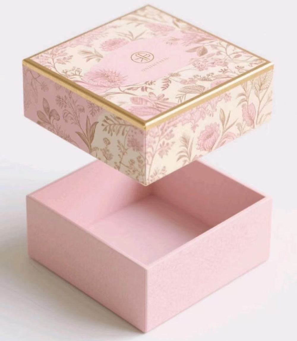 Custom lid and base jewelry box set with fitted presentation inserts